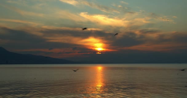 Ήσυχο Νησί Ηλιοβασίλεμα Δείχνει Αφράτα Σύννεφα Κινούνται Αργά Προς Τον — Αρχείο Βίντεο