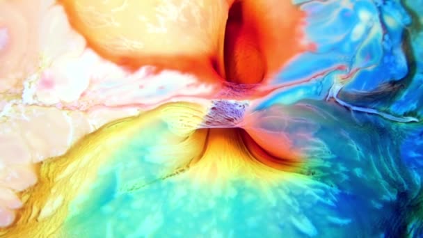 Liquid Colorful Paint Klappar Blanda Slow Motion Flytande Färg Mönster — Stockvideo