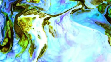 Sıvı Renkli Boya ağır çekimde patent alır. Sıvı renkli boya desenleri üst görünüm. Çok renkli sıvı boya yüzeyi.