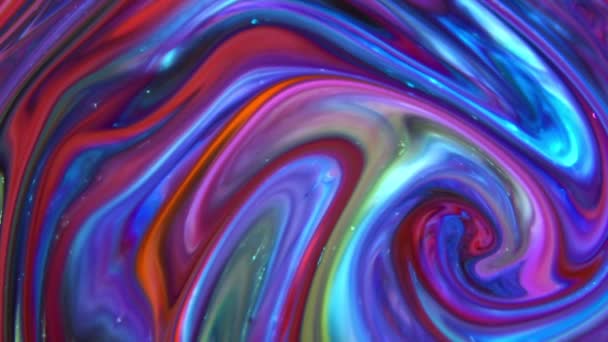 Liquid Colorful Paint Pattens Mix Slow Motion Liquid Color Paint — Stock Video