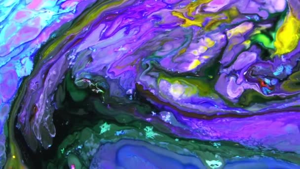 Liquid Colorful Paint Pattens Mix Câmera Lenta Padrões Tinta Cor — Vídeo de Stock