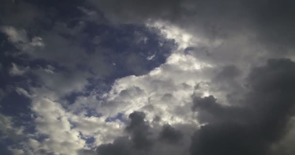 Cumulus Rain Clouds Motion Timelapse Dramatic Blue Sky — Stock video
