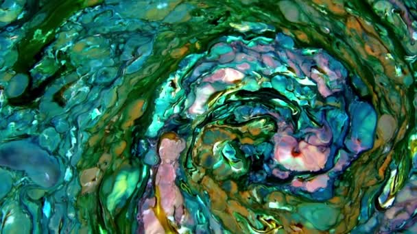 Liquid Colorful Paint Klappar Blanda Slow Motion Flytande Färg Mönster — Stockvideo