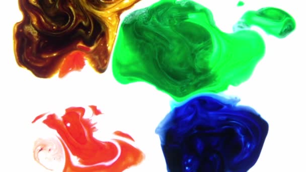 Liquid Colorful Paint Pattens Mix Câmera Lenta Padrões Tinta Cor — Vídeo de Stock