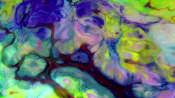 Fondo Abstracto Con Pintura Psicodélica Colores Vivos Coloridos Efecto Orgánico — Vídeos de Stock