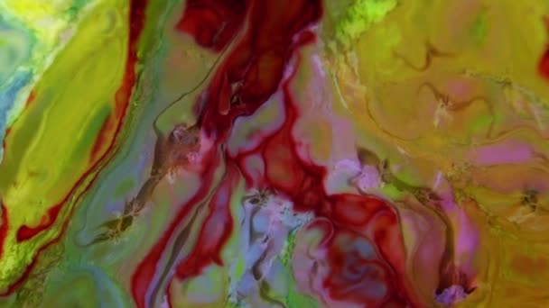 Abstraktní Pozadí Psychedelickou Malbou Barvitých Barvách Organický Efekt Plynulou Malbou — Stock video