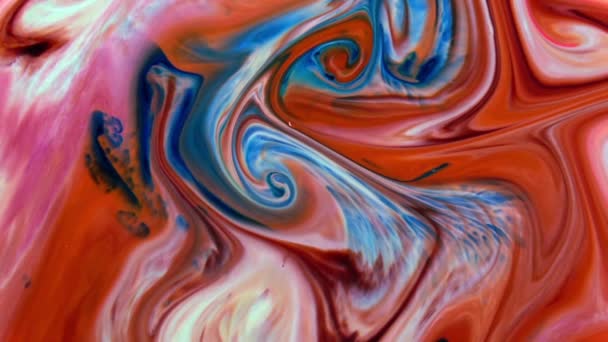 Fond abstrait avec la peinture psychédélique dans des couleurs vives colorées. Effet organique avec peinture fluide se déplaçant et glissant lentement. Tourbillons et propagation.