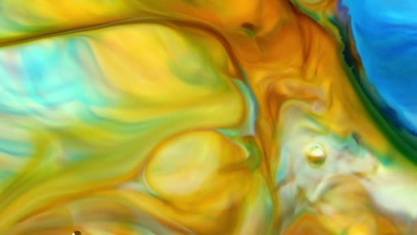 Fond abstrait avec la peinture psychédélique dans des couleurs vives colorées. Effet organique avec peinture fluide se déplaçant et glissant lentement. Tourbillons et propagation.