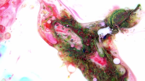 Psikedelik Renkli Renkli Resimlerle Soyut Bir Arkaplan Sıvı Boyanın Hareket — Stok video