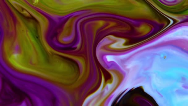 抽象画の美しさが幻想を広げる 液体乱流運動に広がるカラフルなカオスインク — ストック動画