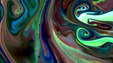 Sanatın Soyut Güzelliği Patlayan Fantezi Yayılımı. Renkli Kaos Mürekkebi Sıvı Türbülans Hareketinde Yayıldı 