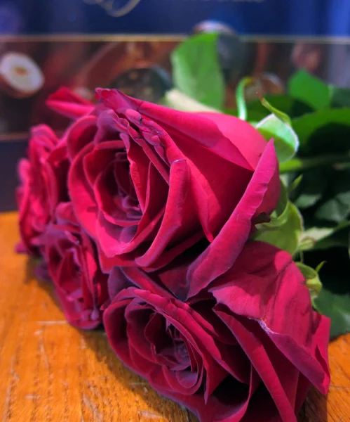 Bouquet Roses Rouges Macro Shot — Photo