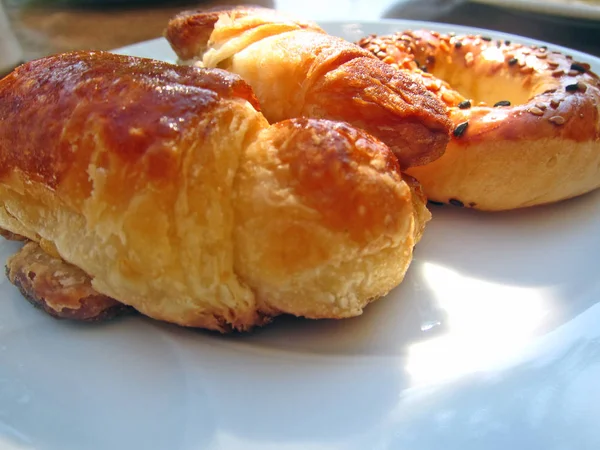 Croissant Nagerecht Ontbijt Sweet — Stockfoto