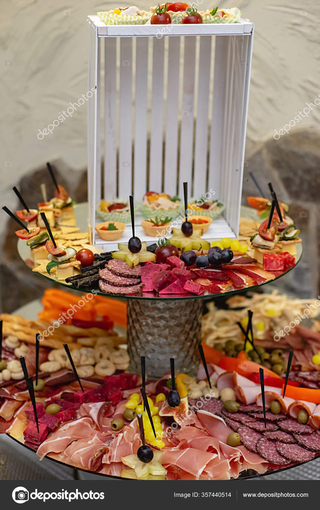 Variety Food Table Wine Snack Set Olives Cheese Meats Sliced