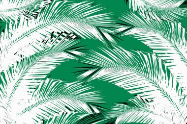 ağaç Hindistan cevizi ile illüstrasyon yeşil arka plan üzerinde bırakın.