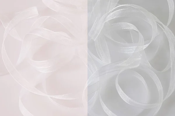 Tecido branco malha fita design fundo quente rosa e cinza . — Fotografia de Stock
