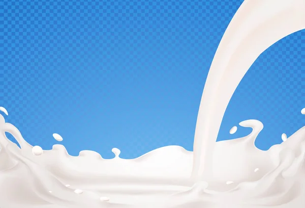 Realistic Milk Creamy Set Drops Blots Splashes Delicious Sweet Frame — Stock Vector