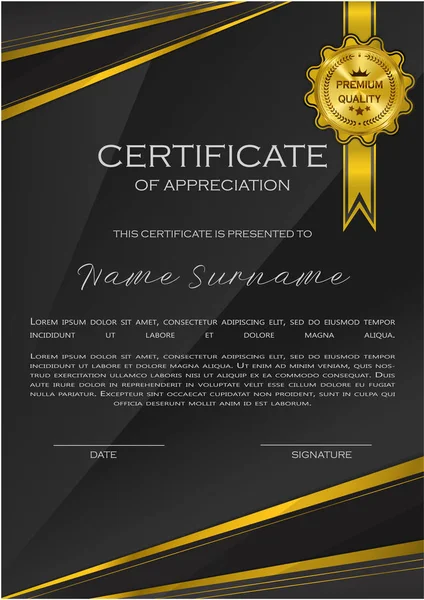 Kwalificatie Certificaat Van Waardering Ontwerp Elegante Luxe Modern Patroon Beste — Stockvector