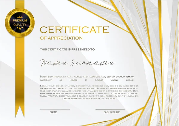 Kwalificatie Certificaat Van Waardering Ontwerp Elegante Luxe Modern Patroon Beste — Stockvector