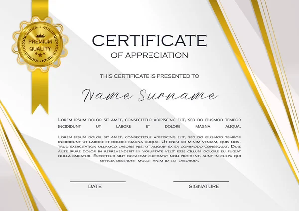 Kwalificatie Certificaat Van Waardering Ontwerp Elegante Luxe Modern Patroon Beste — Stockvector