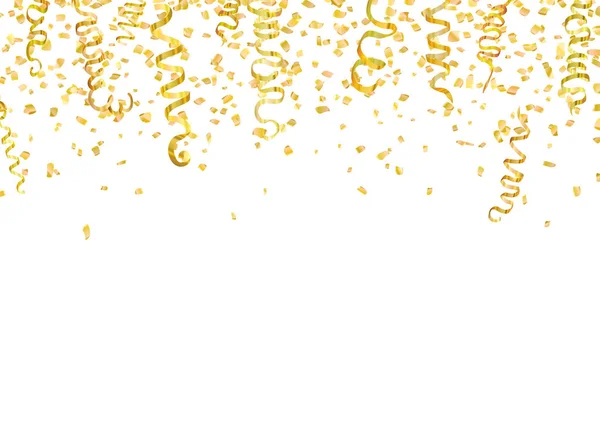 金の紙吹雪と蛇紋岩セット 明るいカラフルな背景 編集可能な要素は かわいい 楽しい装飾 白で隔離 お祝い パーティー カーニバル お祭り休日のベクトル図 — ストックベクタ