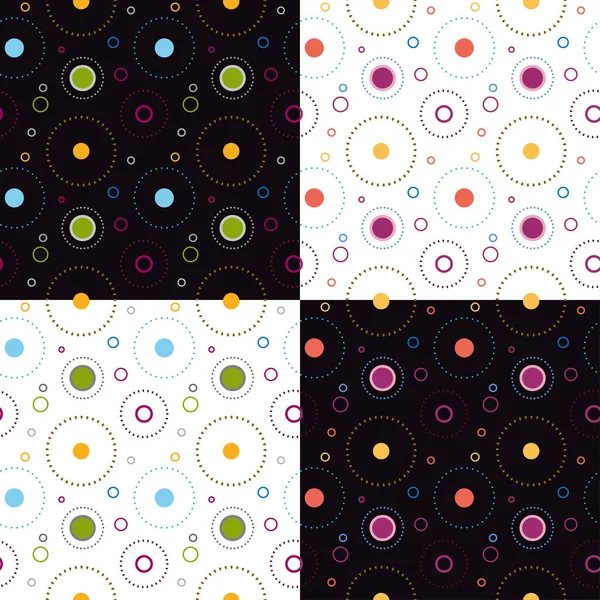 Set Motifs Géométriques Sans Couture Avec Des Cercles Des Taches — Image vectorielle