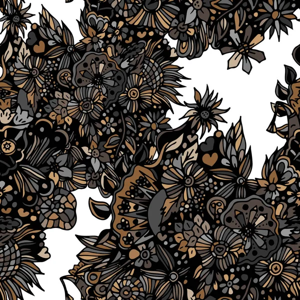 Abstraktes Florales Nahtloses Muster Gezeichnete Dudel Für Meditation Beruhigung Textilien — Stockvektor