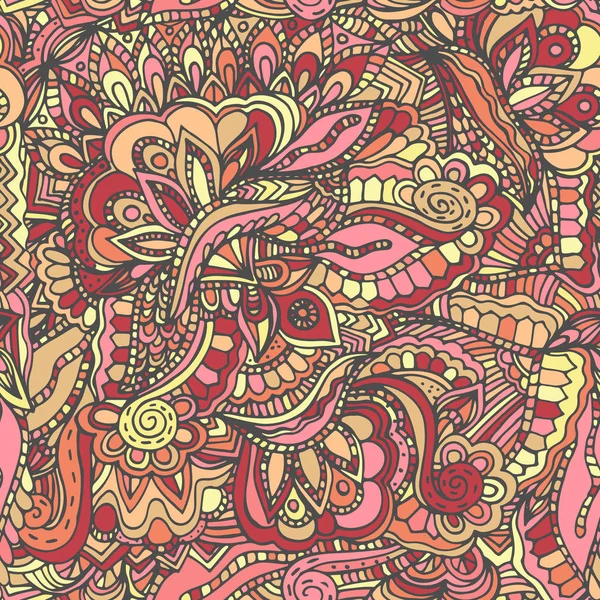 Abstraktes Florales Nahtloses Muster Gezeichnete Dudel Für Meditation Beruhigung Textilien — Stockvektor