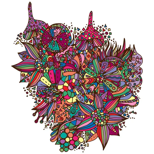 Abstract Psychedelische Patroon Vectorillustratie Helder Doodle — Stockvector