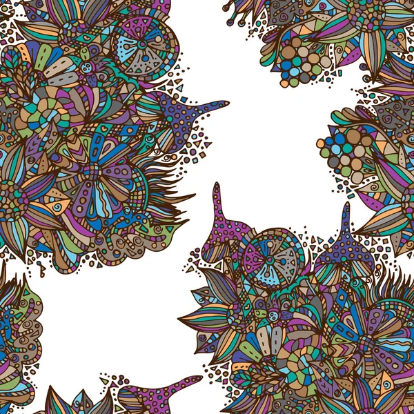 Peri orman. Dikişsiz desen, parlak, psychedelic çizilmiş resim