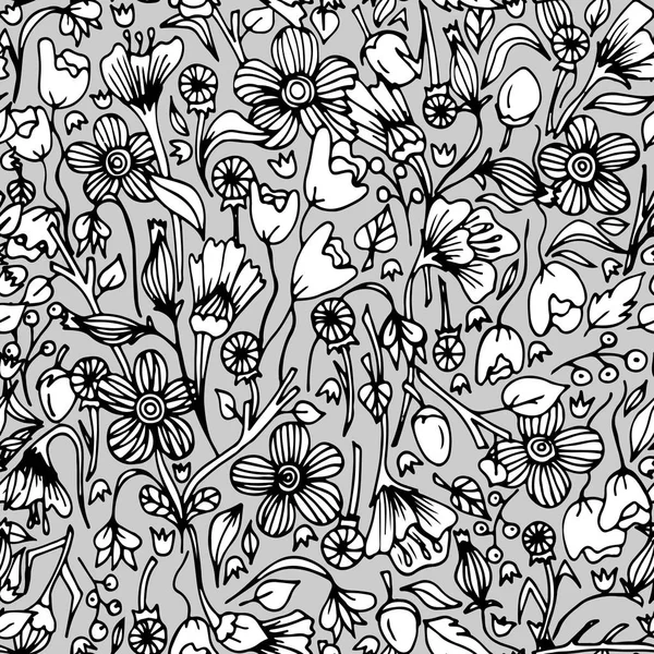 Motif Floral Abstrait Sans Couture Doudles Dessinés Pour Méditation Apaisant — Image vectorielle