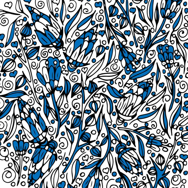 Bahar alan çiçekler. Vektör, illüstrasyon, doodle, elle çizilmiş desen