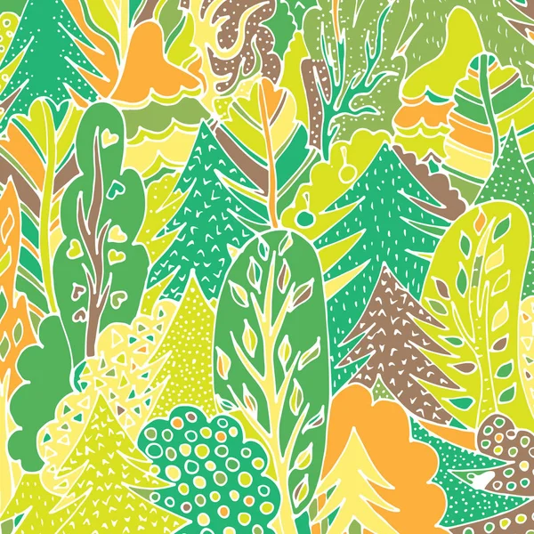 Ormandaki ağaçlar. Vektör çizim, el ile çizilmiş kroki