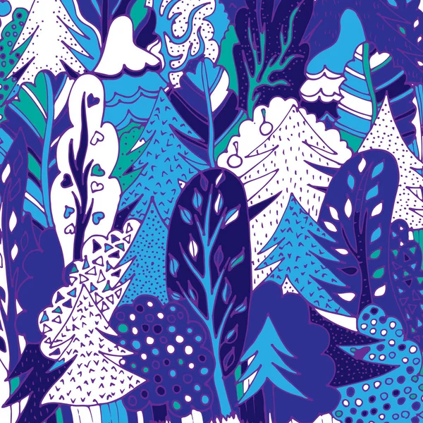 Ormandaki ağaçlar. Vektör çizim, el ile çizilmiş kroki