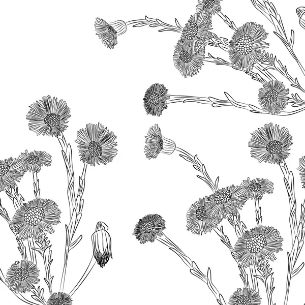 Frühlingsblumen Mutter Und Stiefmutter Vektorillustration Von Hand Gezeichnet — Stockvektor
