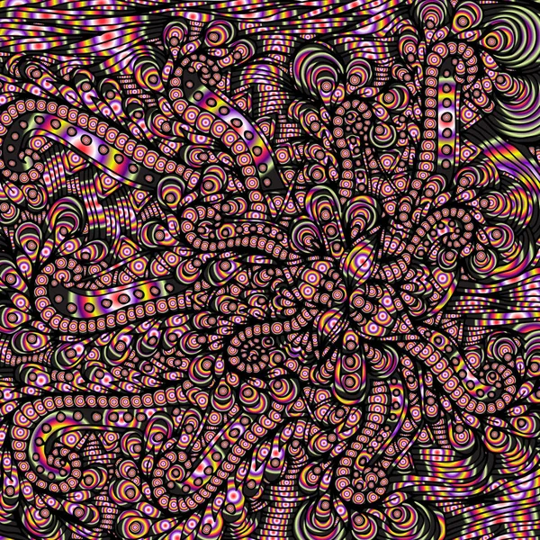 Абстрактний Квітковий Візерунок Намальований Вручну Кола Лінії Листя — стоковий вектор