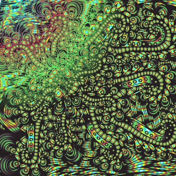 Абстрактний Квітковий Візерунок Намальований Вручну Кола Лінії Листя — стоковий вектор