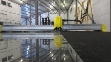 CNC machine cut float glass work.