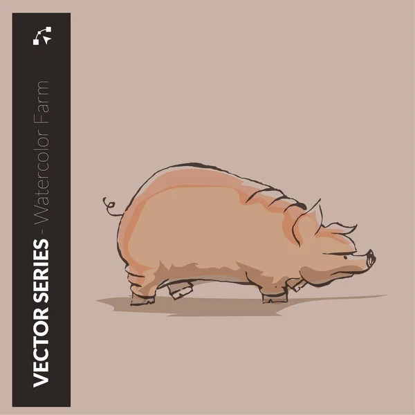 Domuz çiftliği suluboya yürüyüş