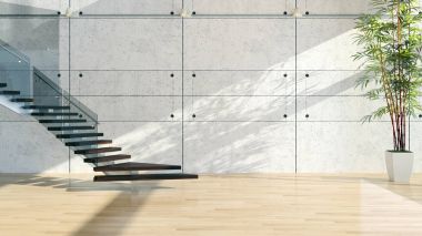 modern parlak iç mekan 3D resimleme