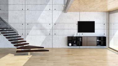 modern parlak iç mekan 3D resimleme