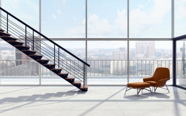 modern parlak iç mekan 3D resimleme