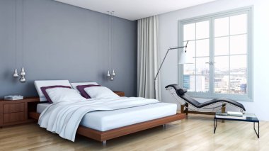 modern parlak iç mekan 3D resimleme