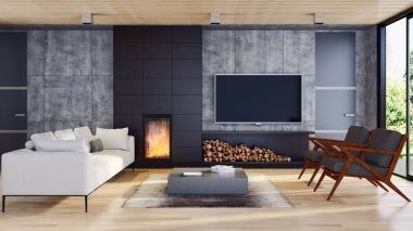 modern parlak iç mekan 3D resimleme