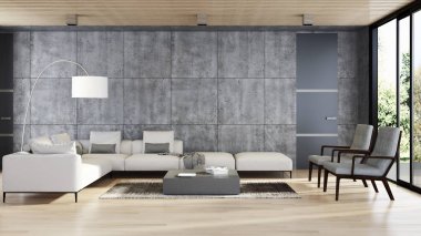 modern parlak iç mekan 3D resimleme