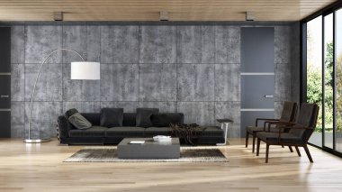 modern parlak iç mekan 3D resimleme