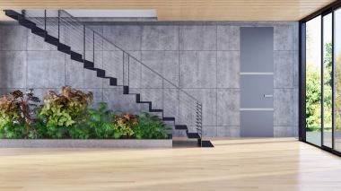 modern parlak iç mekan 3D resimleme