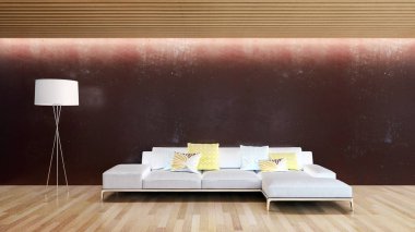 modern parlak iç mekan 3D resimleme