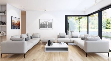 modern parlak iç mekan 3D resimleme