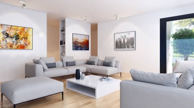 modern parlak iç mekan 3D resimleme